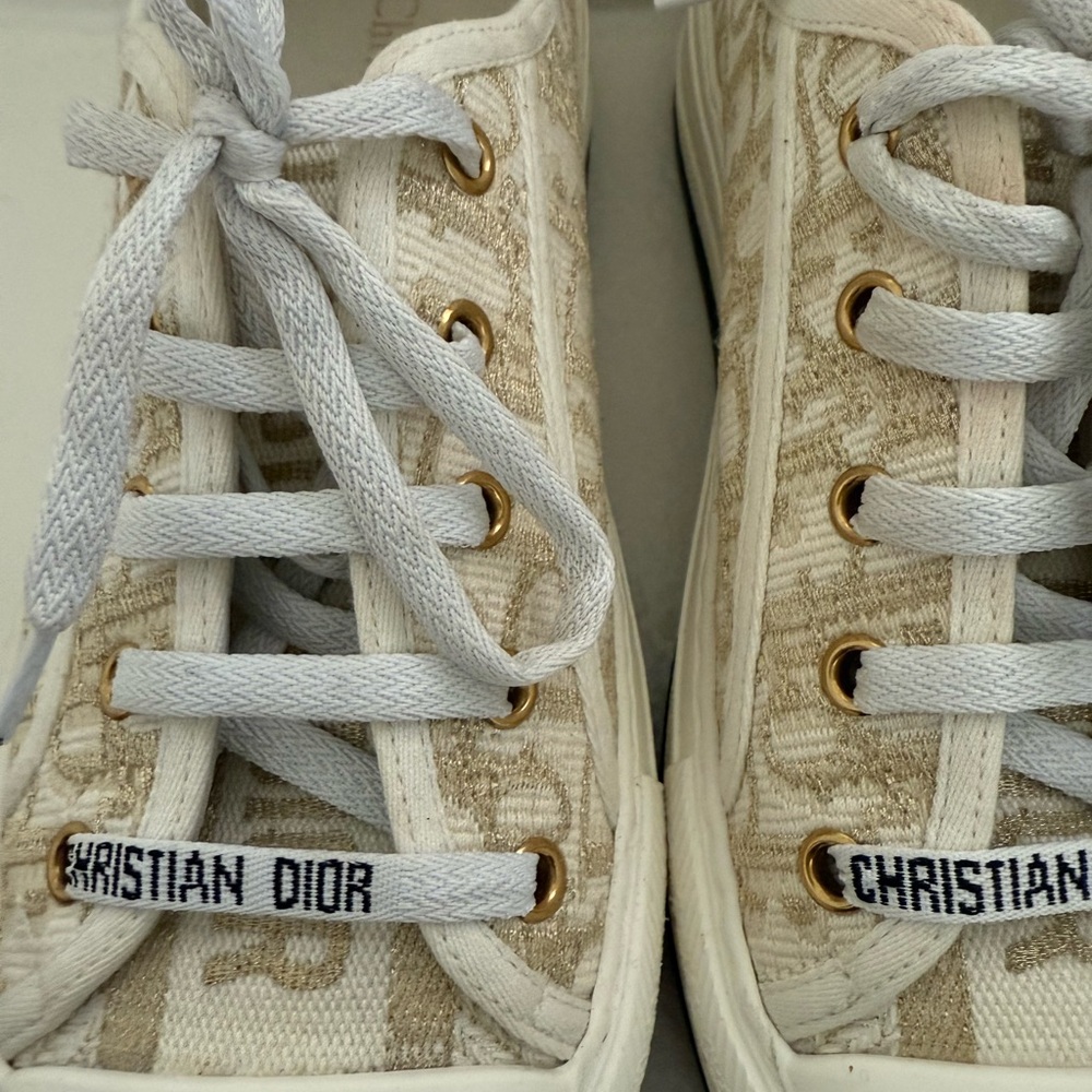 $1200 DIOR Walk’n’Dior Platform Sneaker Gold-Tone Dior Oblique Size 38 - Picture 14 of 16